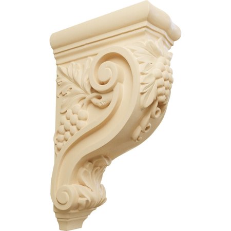 EKENA MILLWORK 4 1/4"W x 8"D x 13 1/4"H Devon Grapes & Vines Corbel, Maple COR04X08X13DEMA